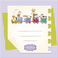 Customizable birthday card with animal toys train Royalty Free Stock Photo