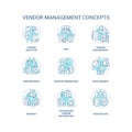 Customizable blue icons representing vendor management concepts