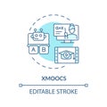 Customizable blue thin linear icon xMOOCs concept Royalty Free Stock Photo