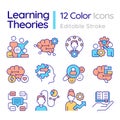 Customizable colorful line icons set for learning theories