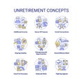 Customizable icons representing unretirement concepts