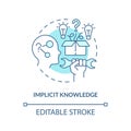 Customizable implicit knowledge blue linear icon concept