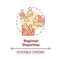 Customizable regional disparities icon heatflation concept
