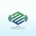 Customize nutrition programs Letter MW Modern Fitness logo design. Dumbbell icon Vector logo design template