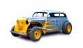 A beautiful customized classic hotrod. White background. Royalty Free Stock Photo