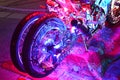 Customized motorcycle rear wheel at Spades Auto Motor Show