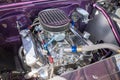 Customized muscle car engine displayed