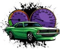 vector illustration of customized muscle car with dashboard Royalty Free Stock Photo