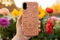 Customized phone case production by cnc machine showcasing intricate design for personalization