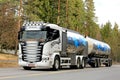 Customized Scania Milk Tank Truck on the Road