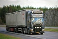 Customized Scania R Cargo Truck on Freeway