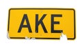 Customized yellow license plate with ake Royalty Free Stock Photo