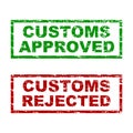 Customs approved and rejected rubber stamp Royalty Free Stock Photo