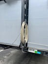 Customs cable (sealing cable) on a truck semi-trailer