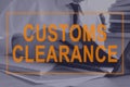Customs Clearance concept. Man working with documents.