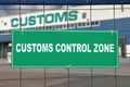 Customs control area, logistics center with warehouse storage of