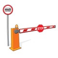 Customs control sign, stop sign, barrier. Royalty Free Stock Photo