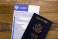 Customs declaration and passport Royalty Free Stock Photo