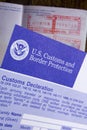 Customs declaration and passport