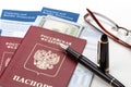 Customs declaration with russian travel passport Royalty Free Stock Photo