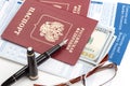 Customs declaration with russian travel passport Royalty Free Stock Photo