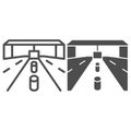 customs drive through, road, tollgate line and solid icon, security check concept, custom entry vector sign on white Royalty Free Stock Photo