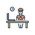 Color illustration icon for Customs, officer and baggage