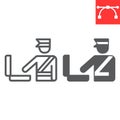 Customs inspection line and glyph icon, security checkpoint and airport, luggage control vector icon, vector graphics Royalty Free Stock Photo