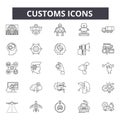 Customs line icons, signs, vector set, outline illustration concept