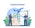 Customs officer concept. Passport control at the airport.