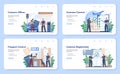 Customs officer web banner or landing page set. Passport control at the airport.