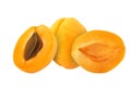 Cut apricot fruits isolated on white Royalty Free Stock Photo