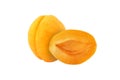 Cut apricot fruits isolated on white Royalty Free Stock Photo