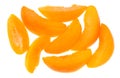 cut of apricot fruits isolated on white background. top view. flat lay Royalty Free Stock Photo