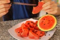 Cut asian water melon Royalty Free Stock Photo