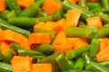 Cut asparagus beans and diced carrot Royalty Free Stock Photo