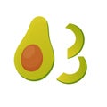 Cut avocado, avacado slices. vector illustration on white background