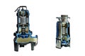 Cut away cross section detail component inside difference type submersible automatic pump or axial flow pump for conveying water