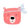 Cut bear , baby animal character for kid print. doodle illustrations in scandinavian style Royalty Free Stock Photo