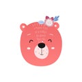 Cut bear , baby animal character for kid print. doodle illustrations in scandinavian style Royalty Free Stock Photo