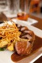 Cut beef steak frites with sauce