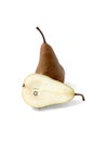 Cut Bosc pears. Royalty Free Stock Photo