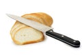 The cut bread with a knife Royalty Free Stock Photo