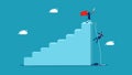 Cut business competitors. Cut the rope of a businessman who climbs the stairs