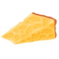 Cut cheese piece. Fresh, nutritious Dutch cheese. Dairy products.