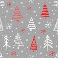 Cut Christmas seamless pattern with blue fir trees and yellow stars. Xmas simple texture. Christmas pattern. Christmas Royalty Free Stock Photo