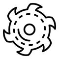 Cut circular disk icon, outline style