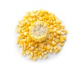 Cut corn cob and kernels on white background Royalty Free Stock Photo