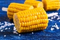 Cut corn on the cob on a stick Royalty Free Stock Photo