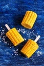 Cut corn on the cob on a stick Royalty Free Stock Photo
